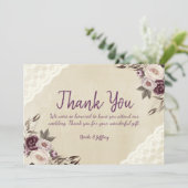 Deep Paarse pioenen bloemenbruiloft bedankje Bedankkaart (Staand voorkant)