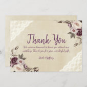 Deep Paarse pioenen bloemenbruiloft bedankje Bedankkaart (Voorkant / Achterkant)