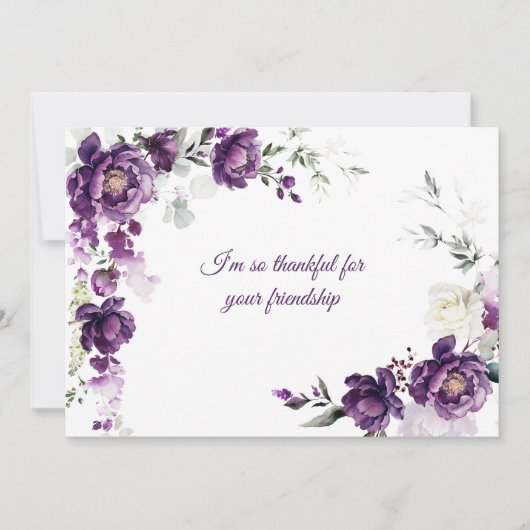 Deep Paarse Pioenenkaarten Notitiekaartje (Voorkant)