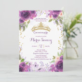 Deep Paarse Rozen Mis Quince Uitnodiging (Staand voorkant)