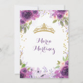 Deep Paarse Rozen Mis Quince Uitnodiging (Achterkant)