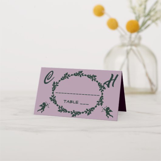 Deep Paarse rustieke bruiloft Plaatskaartje (Voorkant)
