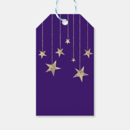 Deep Paarse Silver Stars Wizard Cadeft Label Cadeaulabel