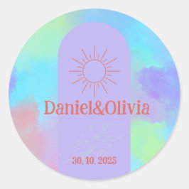 Deep Paarse Soft Wedding Stuff Ronde Sticker