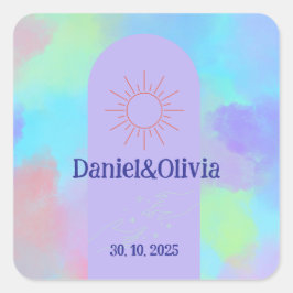 Deep Paarse Soft Wedding Stuff Vierkante Sticker