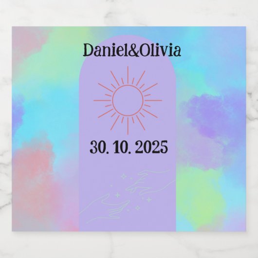 deep Paarse soft weeding stuff Likeurfles Etiket (Enkel label)