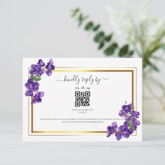 Deep Paarse Violets Reactie Kaart (Staand voorkant)