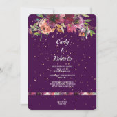 Deep Paarse Vivid Floral Gold Confetti Wedding Kaart (Voorkant)