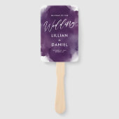 Deep Paarse Waterverf Wedding Program Hand Fan Handwaaier (Voorkant)