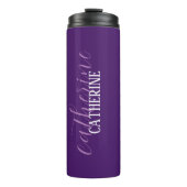 Deep Paarse wit Elegant Minimaal Gepersonaliseerd Thermosbeker (Voorkant)