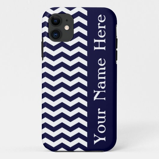 Deep Pacific Blue Wave Chevron met naam Case-Mate iPhone Case (Achterkant)