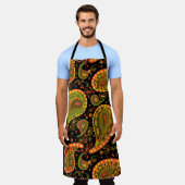 Deep Paisley Goud Sinaasappel Bruin Mooi Schort (Gedragen)