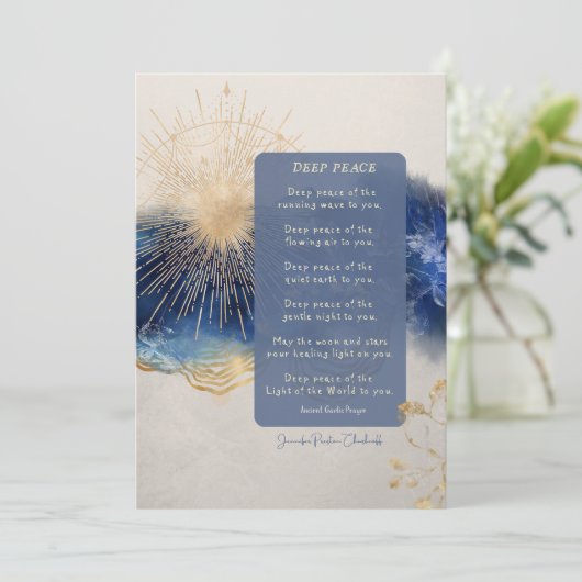 Deep Peace Irish / Ancient Gaelic zegen flat Bedankkaart (Staand voorkant)