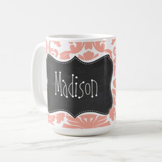 Deep Peach Damask; alkbord Koffiemok (Voorkant links)