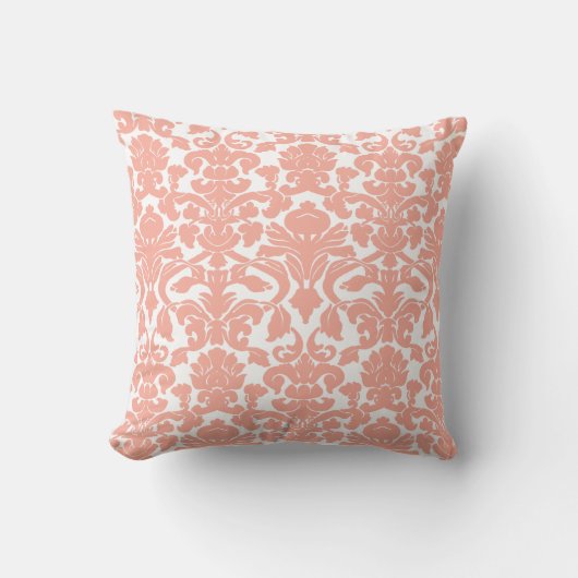Deep Peach Damask Kussen (Voorkant)