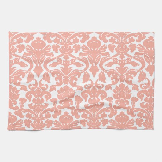 Deep Peach Damask Theedoek (Horizontaal)