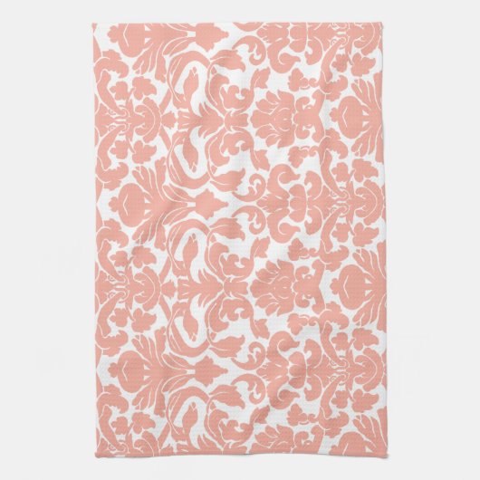 Deep Peach Damask Theedoek (Verticaal)