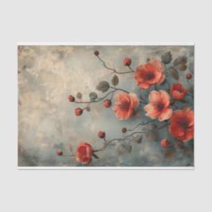 Deep Peach Flowers op een benauwde achtergrond Tissuepapier