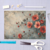 Deep Peach Flowers op een benauwde achtergrond Tissuepapier (Craft)