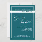 Deep Petrol Aangepaste Verjaardag Uitnodiging (Voorkant)