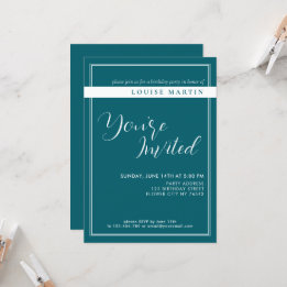 Deep Petrol Aangepaste Verjaardag Uitnodiging