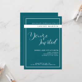 Deep Petrol Aangepaste Verjaardag Uitnodiging