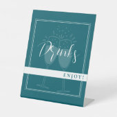 Deep Petrol Custom Drinken Party Sign Reclamebord Met Voetstuk (Voorkant)