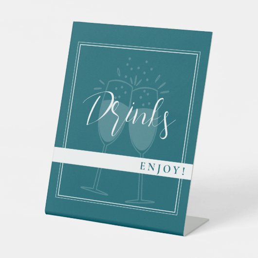 Deep Petrol Custom Drinken Party Sign Reclamebord Met Voetstuk (Voorkant)