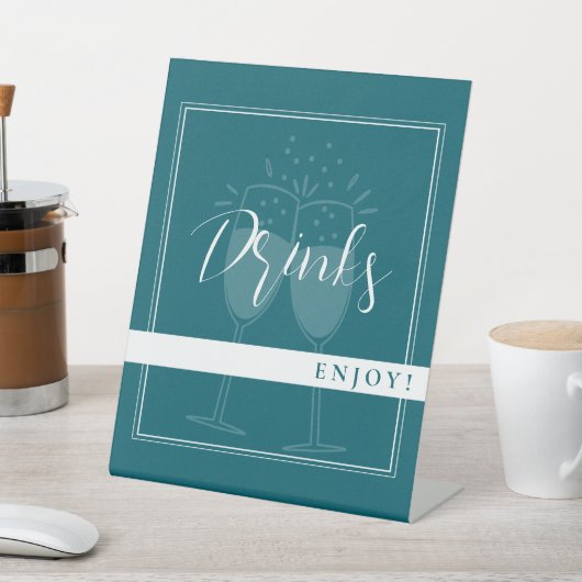 Deep Petrol Custom Drinken Party Sign Reclamebord Met Voetstuk (Insitu)