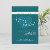 Deep Petrol Custom Script Verjaardag Uitnodiging (Staand voorkant)