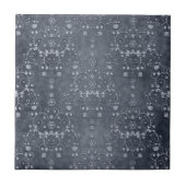 Deep Pewter Silvery Grey Floral Damask Pattern Tegeltje (Voorkant)