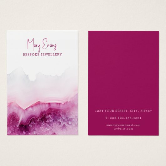 Deep Pink agaat oorbel display kaart (Voorkant /achterkant)