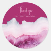 Deep Pink Agate Bedankt voor uw aankoop Ronde Sticker (Voorkant)