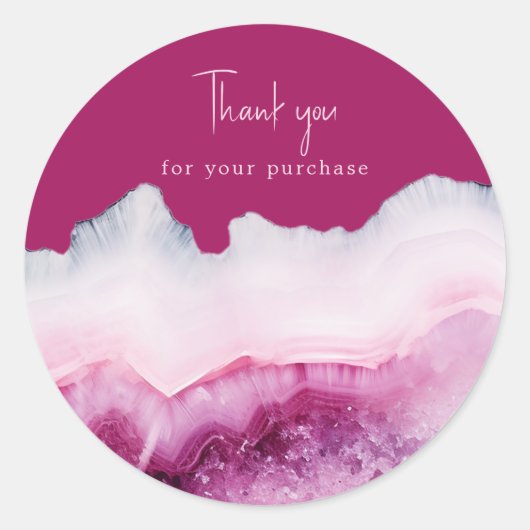 Deep Pink Agate Bedankt voor uw aankoop Ronde Sticker (Voorkant)