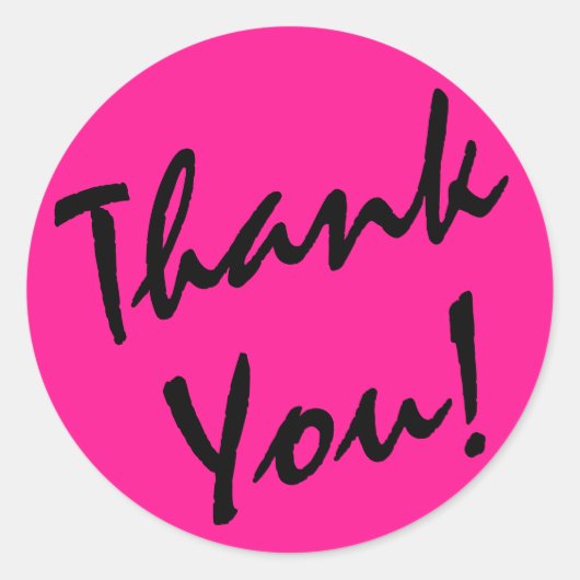 Deep Pink and Black Bedankt Ronde Sticker (Voorkant)