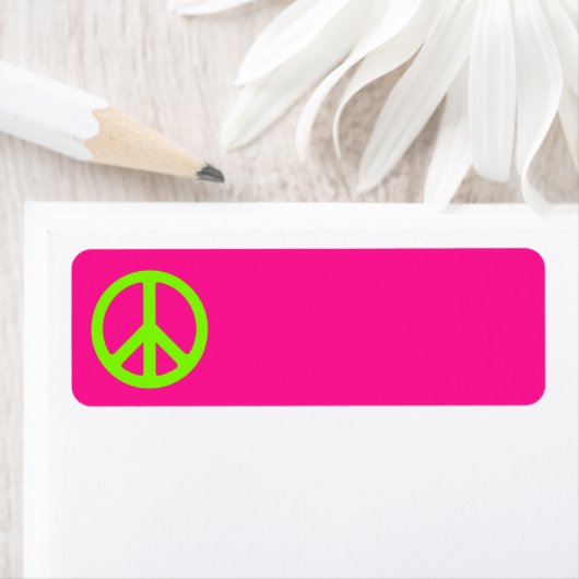 Deep Pink and Chartreuse Peace Symbol Etiket (Insitu)