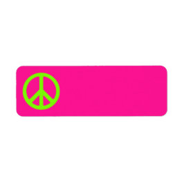 Deep Pink and Chartreuse Peace Symbol Etiket