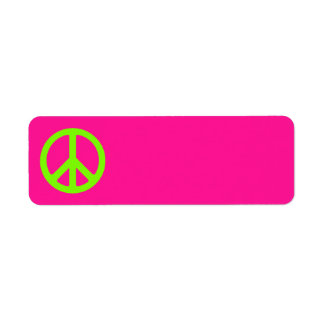 Deep Pink and Chartreuse Peace Symbol Etiket