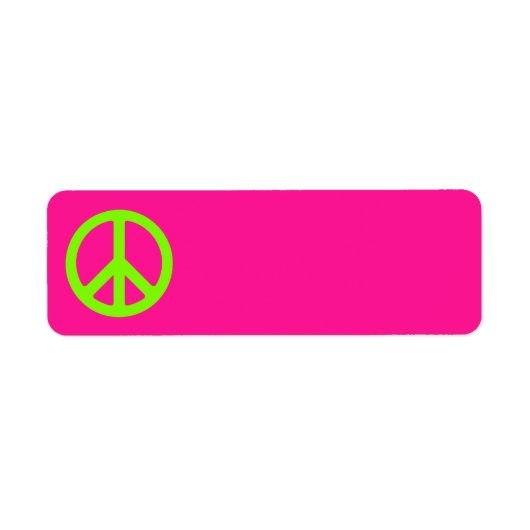 Deep Pink and Chartreuse Peace Symbol Etiket (Voorkant)