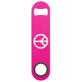 Deep Pink and White Peace Symbol Speed Flessenopener