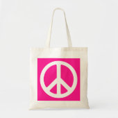 Deep Pink and White Peace Symbol Tote Bag (Voorkant)