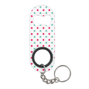 Deep Pink, Aqua, White Polka geotteerd Mini Flessenopener
