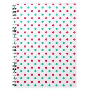 Deep Pink, Aqua, White Polka geotteerd Notitieboek