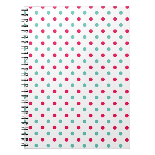 Deep Pink, Aqua, White Polka geotteerd Notitieboek (Voorkant)