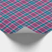 Deep Pink Blue Tartan Gingham Patroon Cadeaupapier (Hoek)