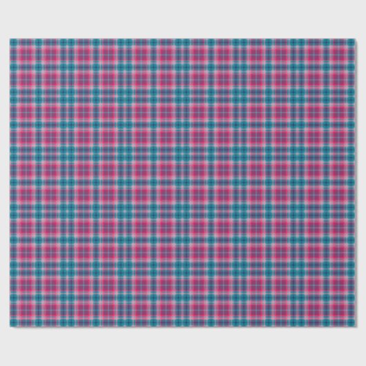 Deep Pink Blue Tartan Gingham Patroon Cadeaupapier (Vlak)