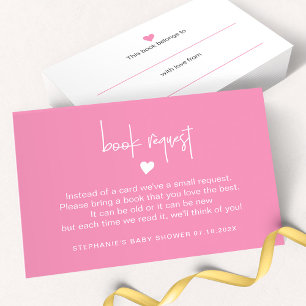 Deep Pink Boek Aanvraag Ticket voor Baby Girl Show Notitiekaartje