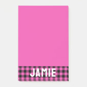 Deep Pink Buffalo Check Witte Naam Post-it® Notes (Voorkant)