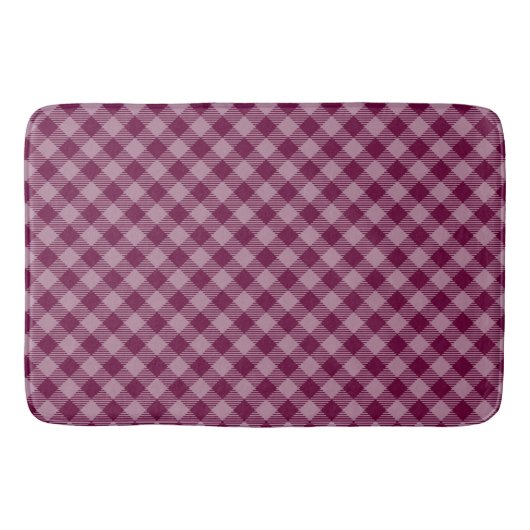  Deep Pink Check Gingham Pattern Badmat (Voorkant)