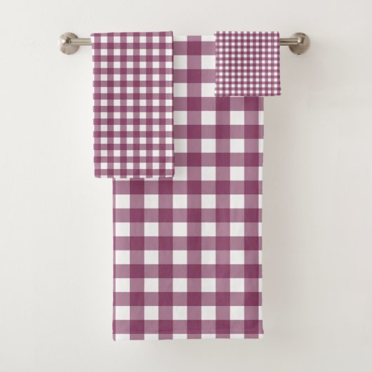  Deep Pink Christmas Gingham Pattern Bad Handdoek (Insitu)
